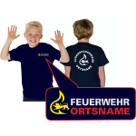 Kinder-T-Shirt navy, BaWü mit Stauferlöwe mit ORTSNAME beidseitig, rund