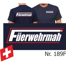 T-Shirt navy, F&uuml;erwehrmah with long &quot;F&quot; in...