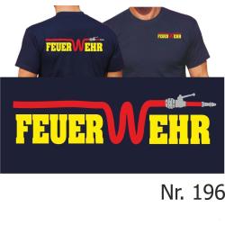 T-Shirt navy, FEUER-W-EHR in gelb mit rotem Schlauch...