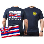 T-Shirt blu navy, WAIKIKI FIRE - Station 7, Honolulu.(Hawaii) 3XL