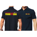 Polo azul marino, FEUER-W-EHR en amarillo con rojo tubo (amarillo/plata/rojo)