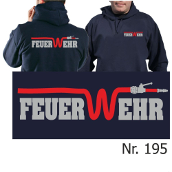 Hoodie marin, FEUER-W-EHR avec rouge tube (argent/rouge)
