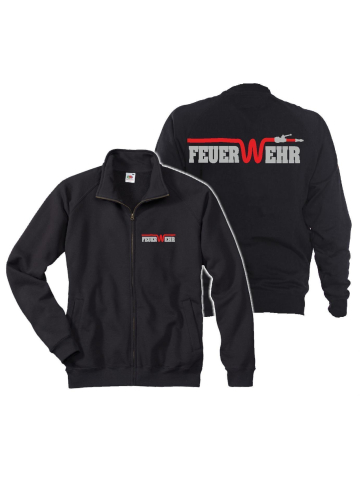 Giacca di sudore blu navy, FEUER-W-EHR con rosso tubo (argento/rosso)