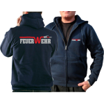 Kapuzenjacke navy, FEUER-W-EHR mit rotem Schlauch (silber/rot)
