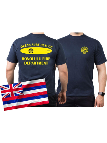 T-Shirt azul marino, SURF RESCUE, Honolulu.(Hawaii)