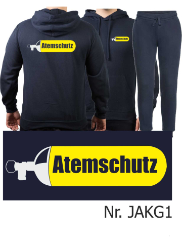 Hoodie-Vestimenta para correr azul marino, ATEMSCHUTZ amarillo/plata