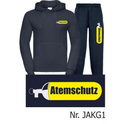 Hoodie-Jogging suit navy, ATEMSCHUTZ yellow/silver