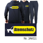Hoodie-Vestimenta para correr azul marino, ATEMSCHUTZ amarillo/plata