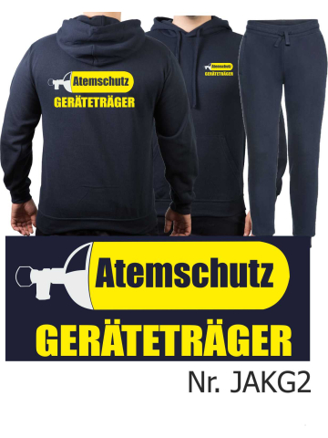 Hoodie-Vestimenta para correr azul marino, ATEMSCHUTZ GERÄTETRÄGER amarillo/plata