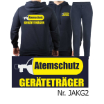 Hoodie-Vestimenta para correr azul marino, ATEMSCHUTZ GERÄTETRÄGER amarillo/plata