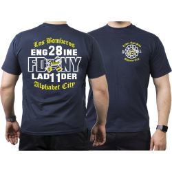 T-Shirt blu navy, New York City Fire Dept. Los Bomberos...