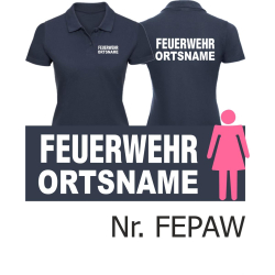 Frauen-Polo navy, Schrift "A" mit Ortsname,...
