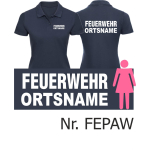 Women Polo navy, font "A" with place-name, font: white