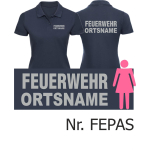 Women Polo navy, font "A" with place-name, font: silver