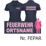 Polo femme marin, police de caractère "A" avec nom de lieu, police de caractère: rosa