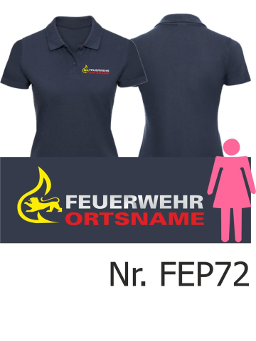 Polo femme marin, BaWü-Stauferlöwe avec nom de lieu dans nur Vorderseite