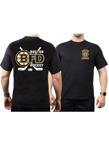 T-Shirt negro, Boston F.D. Hockey