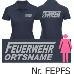 Women Polo navy, font "F" with place-name, font: silver
