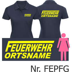 Frauen-Polo navy, Schrift &quot;F&quot; mit Ortsname,...