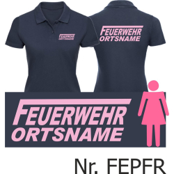 Frauen-Polo navy, Schrift &quot;F&quot; mit Ortsname,...