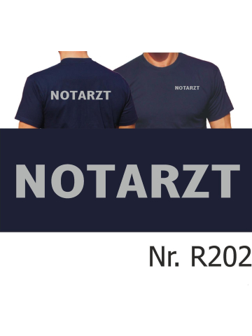 T-Shirt navy, NOTARZT, Schrift silber