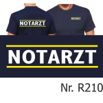 T-Shirt navy, emergency doctor white between neonyellow