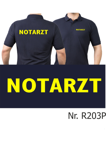 Polo navy, NOTARZT in neongelb