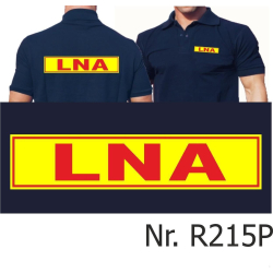 Polo navy, LNA rot mit Rand auf neongelb