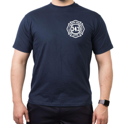 T-Shirt navy, New York City Fire Dept. (outline) - "343, M