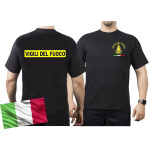 T-Shirt nero, Vigili del Fuoco, con bandiera 3XL