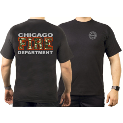 CHICAGO FIRE Dept. camouflage &amp; red, black T-Shirt