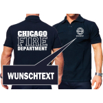 CHICAGO FIRE Dept. with Wunschname, navy Polo