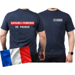 T-Shirt marin, Sapeurs Pompiers de France - rouge/blanc