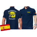 Polo (azul marino/azul) BOMBEROS ESPAÑA, casco amarillo, bandera española