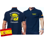 Polo (blu navy/azul) BOMBEROS ESPAÑA, casco amarillo, bandera española