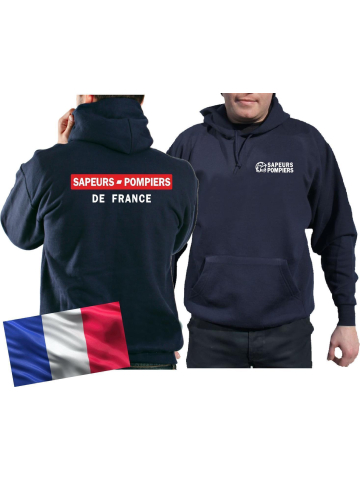 Sweat á capuche (azul marino/bleu marine) Sapeurs Pompiers de France - rouge/blanc