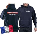 Sweat á capuche (blu navy/bleu marine) Sapeurs Pompiers de France - rouge/blanc