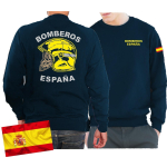 Sweat (blu navy/azul) BOMBEROS ESPAÑA, casco amarillo, bandera española