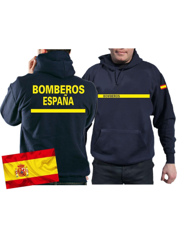 Hoodie (azul marino/azul) BOMBEROS ESPAÑA, bandera española