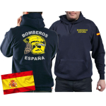 Hoodie (navy/azul) BOMBEROS ESPAÑA, casco amarillo, bandera española