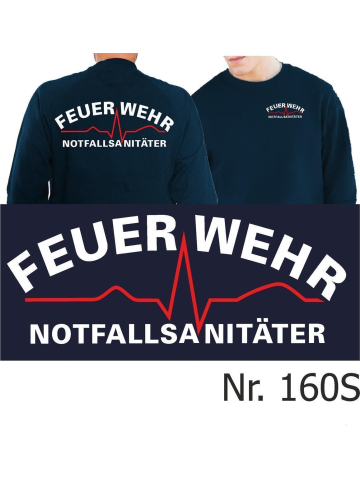 Sweat marin, Feuerwehr NOTFALLSANITÄTER blanc/rouge