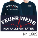 Sweat marin, Feuerwehr NOTFALLSANITÄTER blanc/rouge
