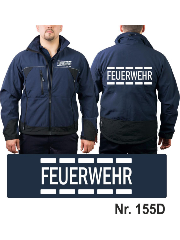 Veste WorkSoftshell marin, FEUERWEHR im Polizeidesign dans blanc beidseitig