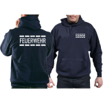 Hoodie azul marino, FEUERWEHR im Polizeidesign en plata reflexivo