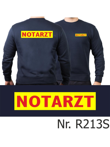Sweat blu navy, medico di emergenza rosso neongiallo