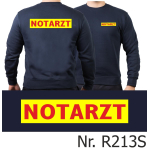 Sweat blu navy, medico di emergenza rosso neongiallo