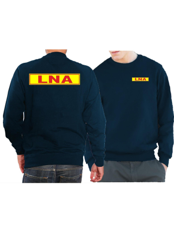 Sweat navy, LNA red with Rand auf neonyellow