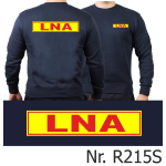 Sweat navy, LNA red with Rand auf neonyellow