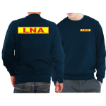 Sweat navy, LNA red with Rand auf neonyellow