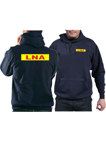 Hoodie marin, LNA rouge neonjaune